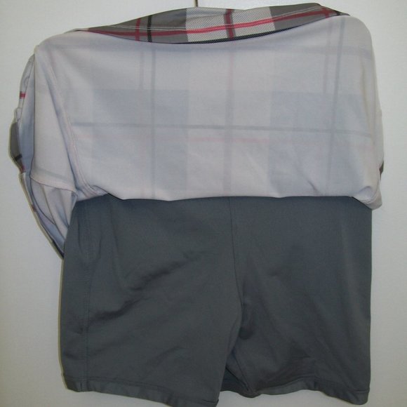 Running Skirts Womens Plaid SKORT Stretch Skirt & Briefs Athleisure 4-6 Gray Wht - Picture 5 of 7
